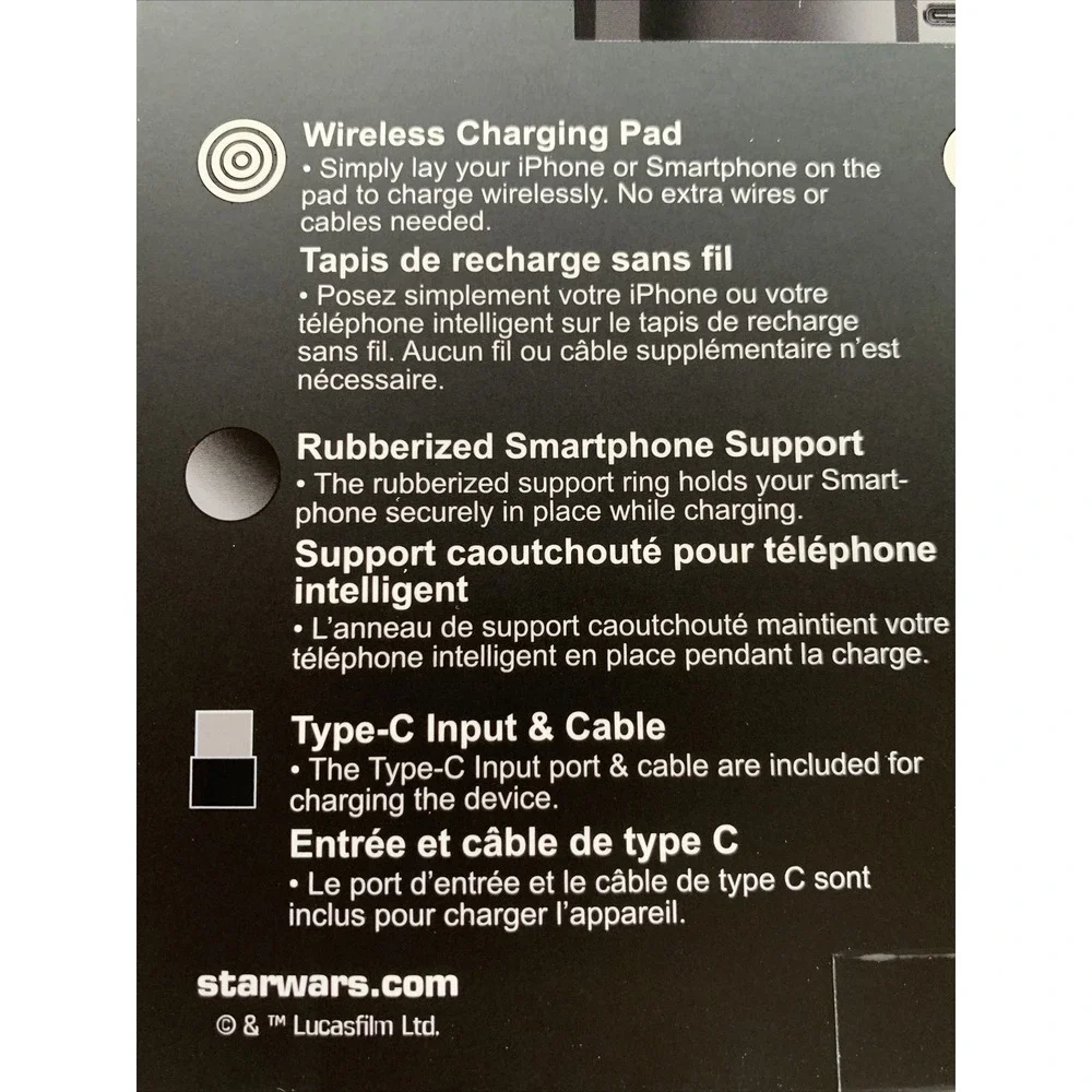 Star Wars The Mandalorian Wireless‎ Charge Pad Unisex OS Silver New LED Helmet